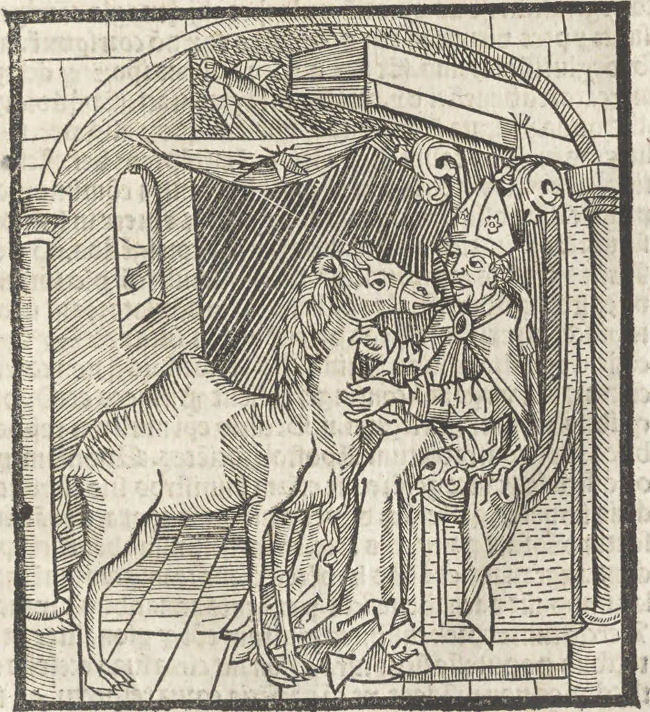 An illustration from De reuelatione facta ab angelo beato Methodio in carcere dete[n]to, 1498, leaf 100