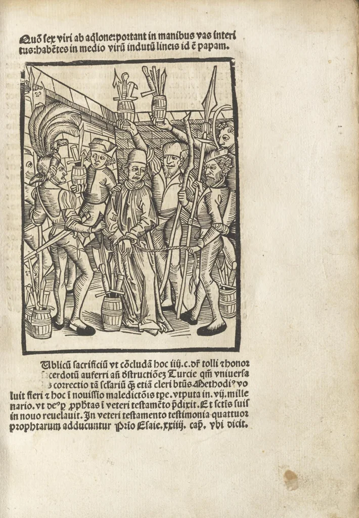 An illustration from De reuelatione facta ab angelo beato Methodio in carcere dete[n]to, 1498, leaf 108