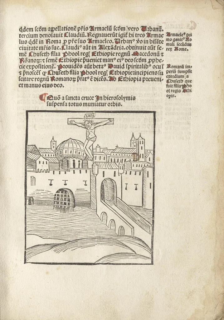 An illustration from De reuelatione facta ab angelo beato Methodio in carcere dete[n]to, 1498, leaf 34