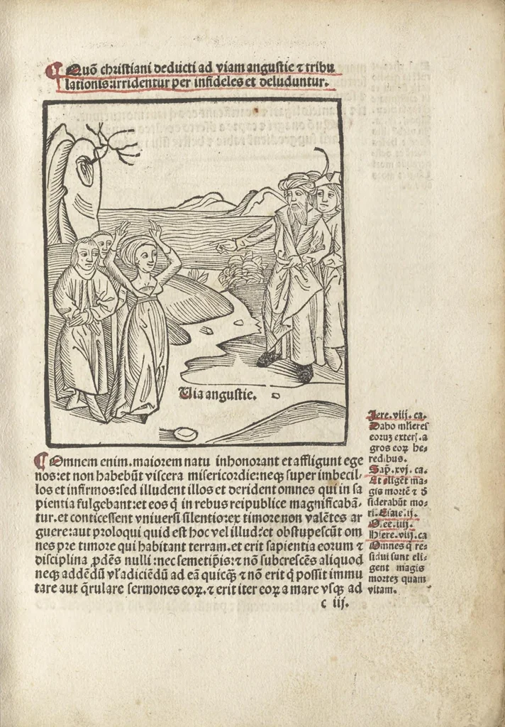 An illustration from De reuelatione facta ab angelo beato Methodio in carcere dete[n]to, 1498, leaf 42