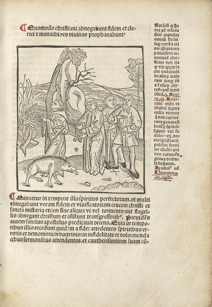 An illustration from De reuelatione facta ab angelo beato Methodio in carcere dete[n]to, 1498, leaf 46