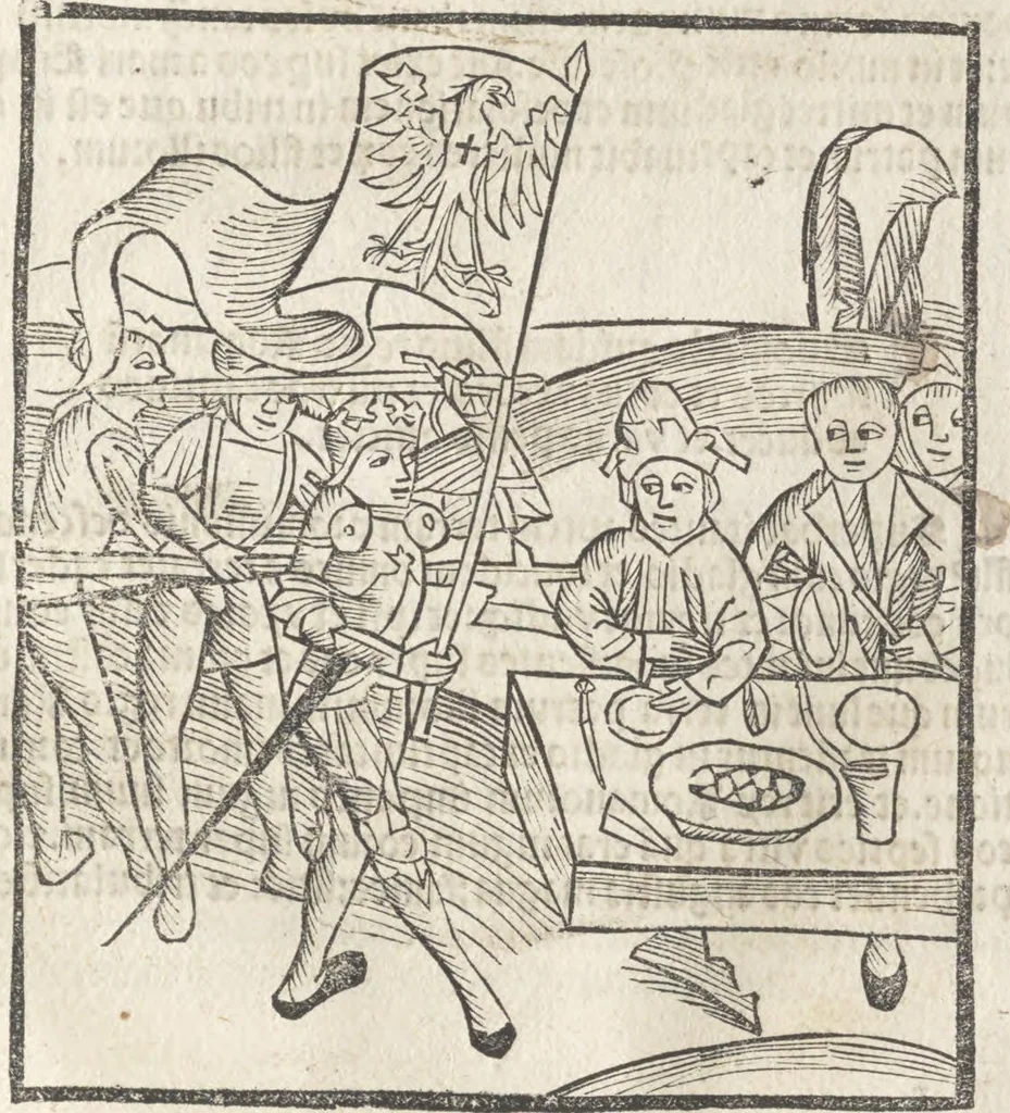 An illustration from De reuelatione facta ab angelo beato Methodio in carcere dete[n]to, 1498, leaf 50