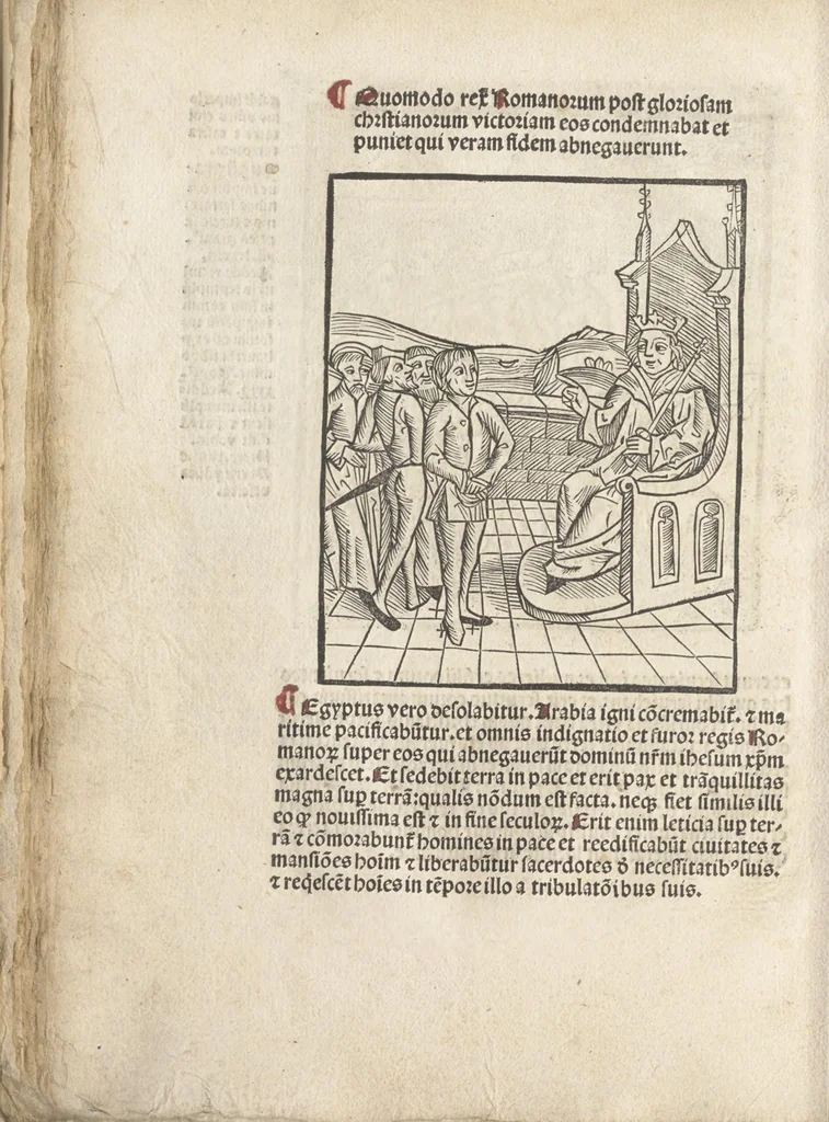 An illustration from De reuelatione facta ab angelo beato Methodio in carcere dete[n]to, 1498, leaf 53