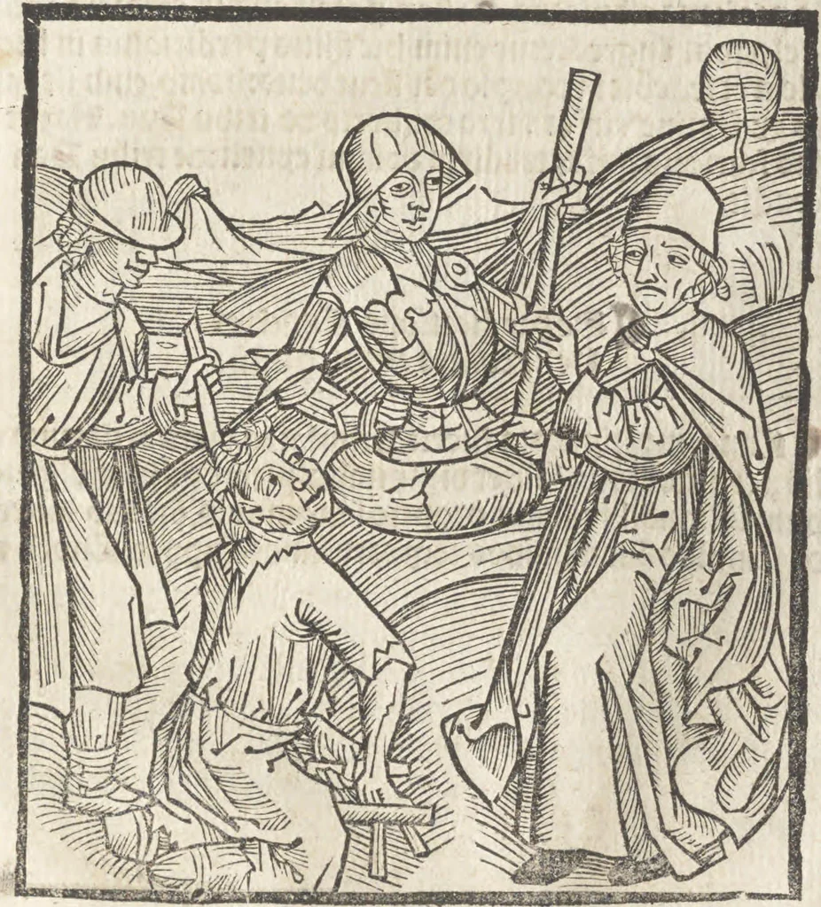 An illustration from De reuelatione facta ab angelo beato Methodio in carcere dete[n]to, 1498, leaf 58