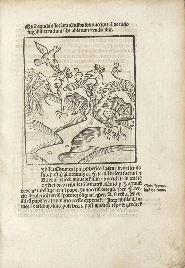 An illustration from De reuelatione facta ab angelo beato Methodio in carcere dete[n]to, 1498, leaf 80