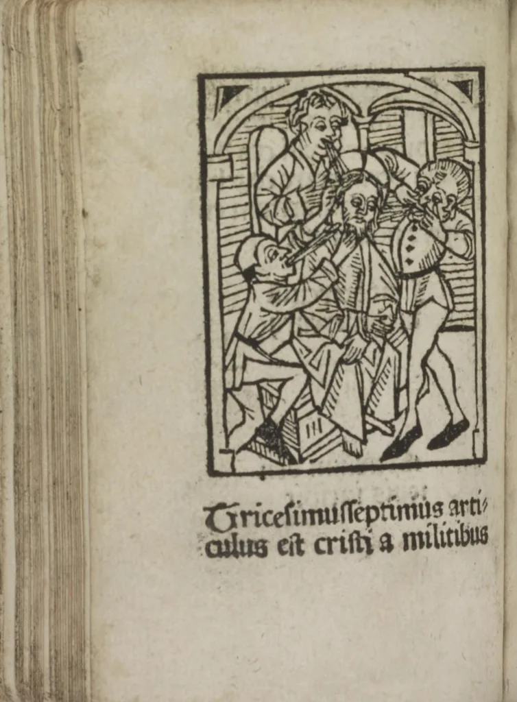 An illustration from Meditatio[ne]s Iordani de vita et passio[n]e Ih[es]u [Christ]i, 1500, leaf 103