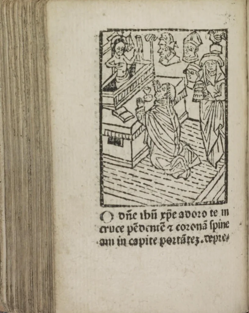 An illustration from Meditatio[ne]s Iordani de vita et passio[n]e Ih[es]u [Christ]i, 1500, leaf 213