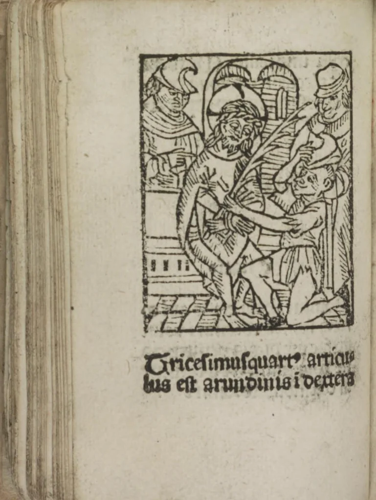 An illustration from Meditatio[ne]s Iordani de vita et passio[n]e Ih[es]u [Christ]i, 1500, leaf 87