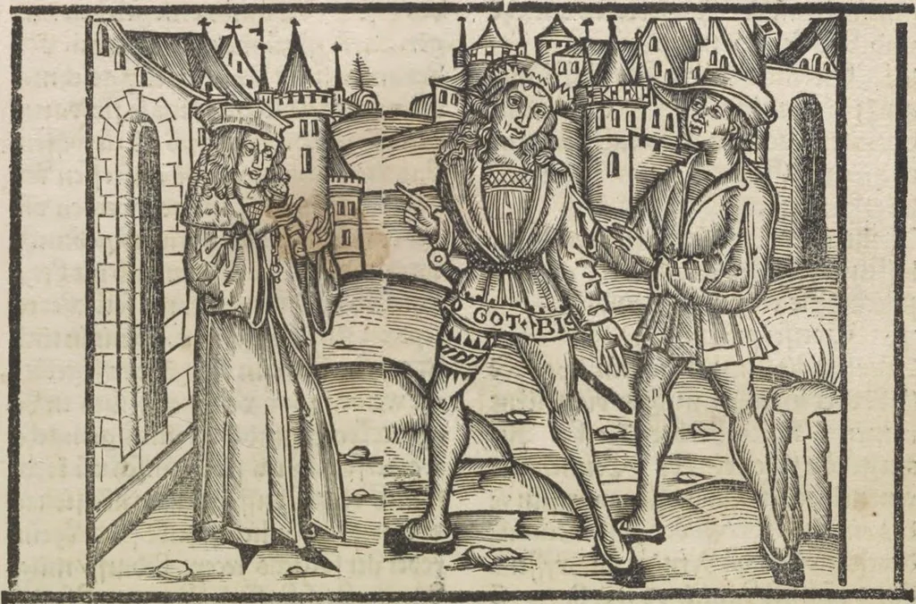 An illustration from Liber pestilentialis de venenis epidimie: Das Buch der Vergift der Pestile[n]tz das da gena[n]t ist der gemein Sterbent der trüsen Blatren,, 1500, leaf 40