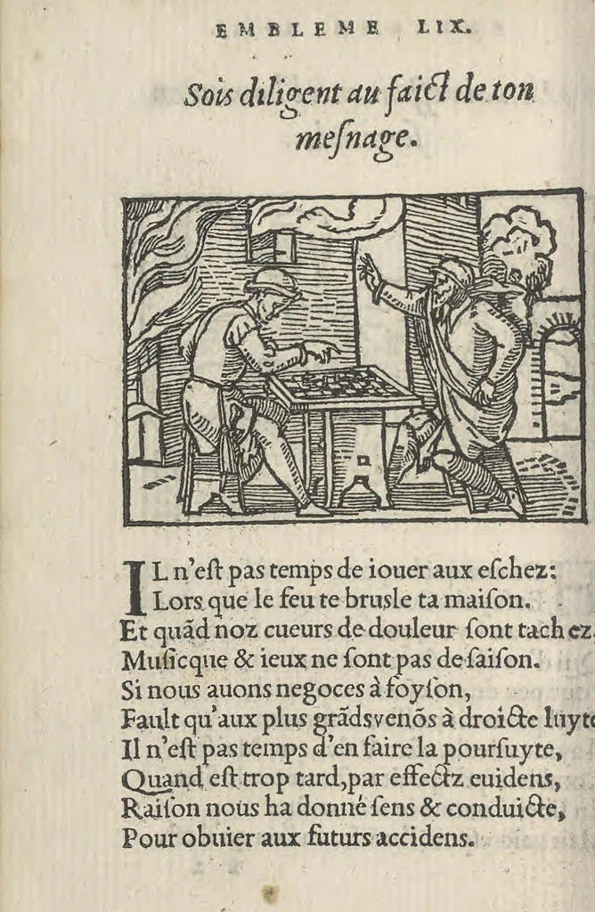 An illustration from Le theatre des bons engins, auquel sont contenuz cent emblemes moraulx, 1546, leaf 75