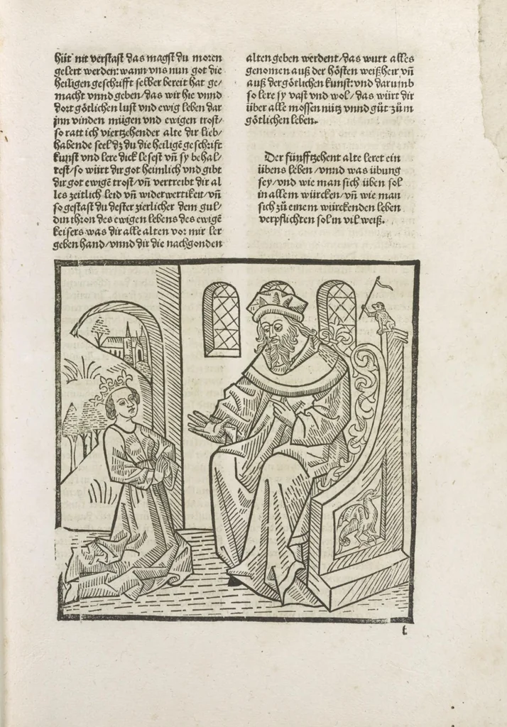 An illustration from Die vier vnd zwenzig Alten, 1500, leaf 136