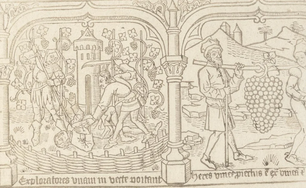 An illustration from Speculum humanae salvationis, 1470, leaf 104
