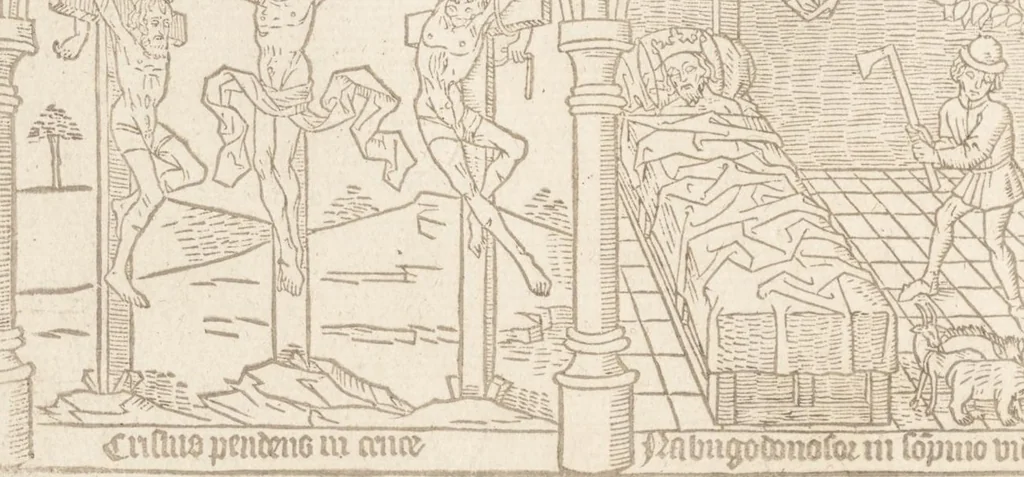 An illustration from Speculum humanae salvationis, 1470, leaf 111