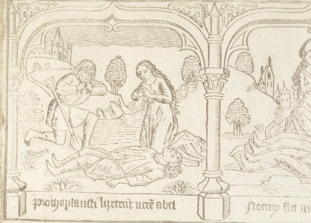An illustration from Speculum humanae salvationis, 1470, leaf 116