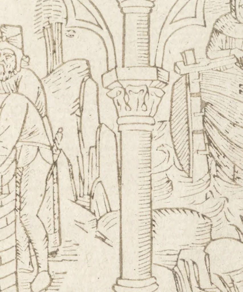 An illustration from Speculum humanae salvationis, 1470, leaf 120