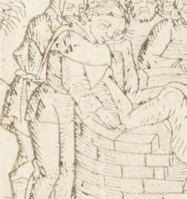 An illustration from Speculum humanae salvationis, 1470, leaf 120