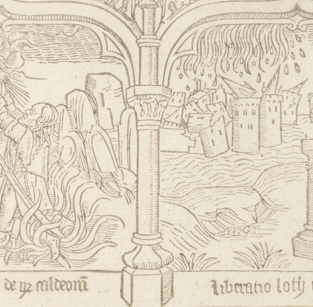 An illustration from Speculum humanae salvationis, 1470, leaf 124