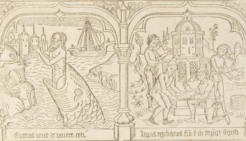 An illustration from Speculum humanae salvationis, 1470, leaf 128
