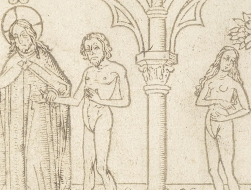 An illustration from Speculum humanae salvationis, 1470, leaf 20