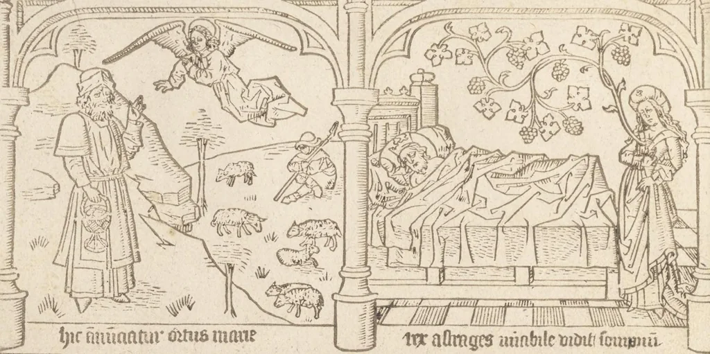An illustration from Speculum humanae salvationis, 1470, leaf 27