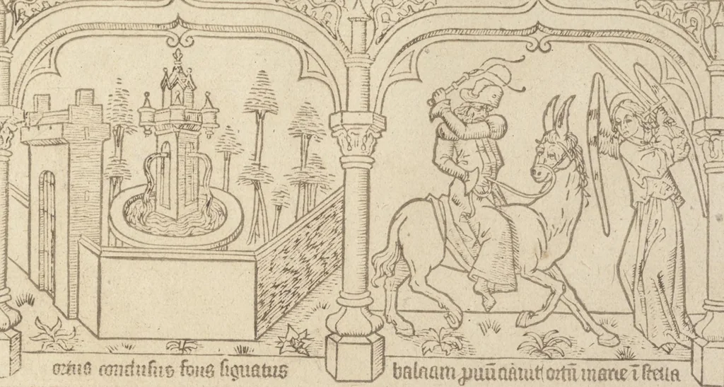 An illustration from Speculum humanae salvationis, 1470, leaf 28