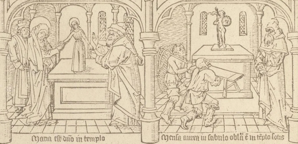 An illustration from Speculum humanae salvationis, 1470, leaf 35