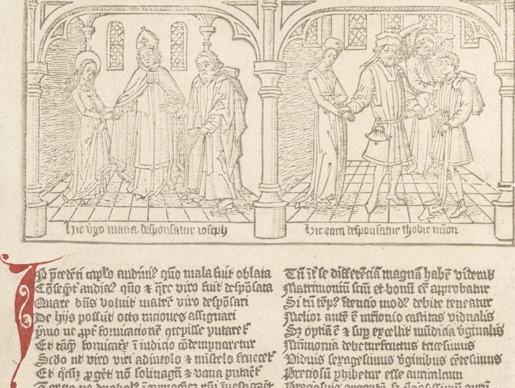 An illustration from Speculum humanae salvationis, 1470, leaf 39