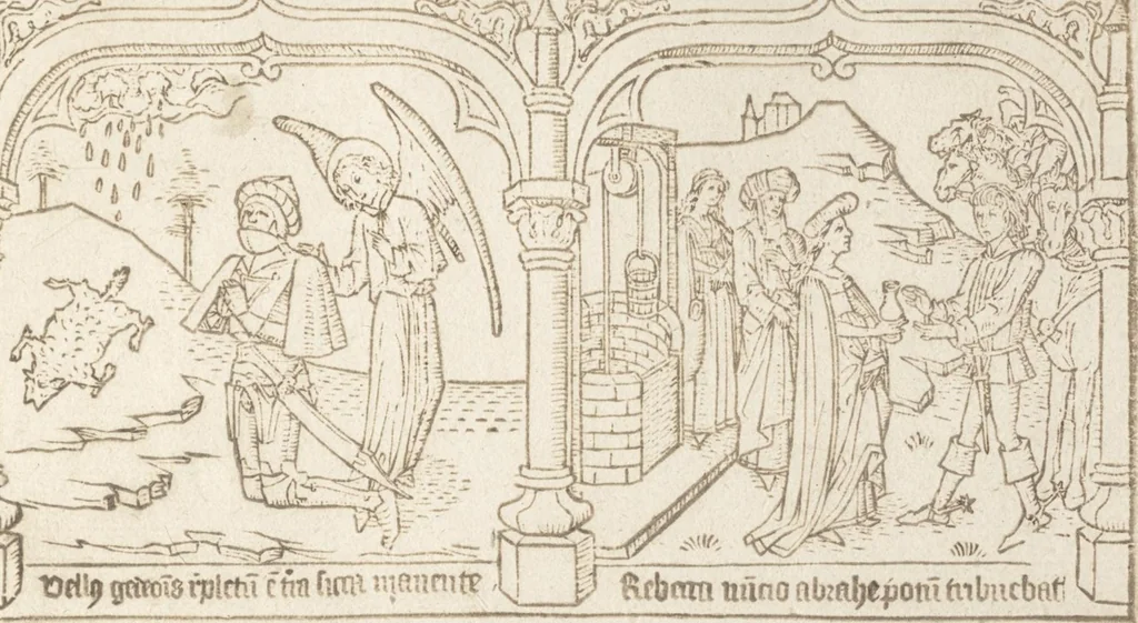 An illustration from Speculum humanae salvationis, 1470, leaf 44