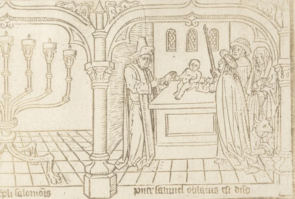An illustration from Speculum humanae salvationis, 1470, leaf 60