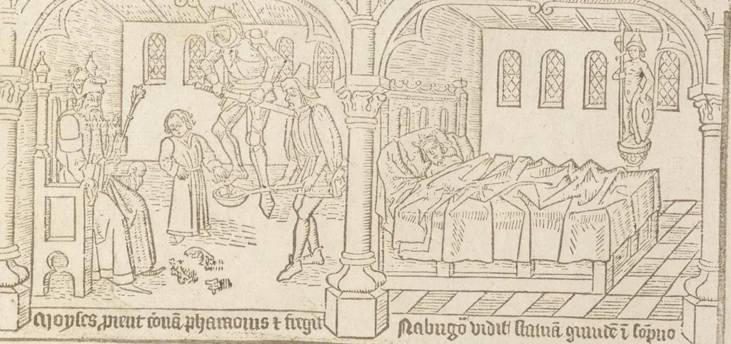 An illustration from Speculum humanae salvationis, 1470, leaf 64