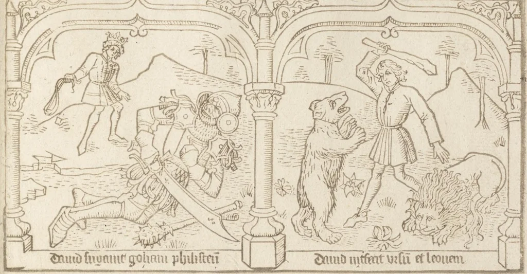 An illustration from Speculum humanae salvationis, 1470, leaf 72