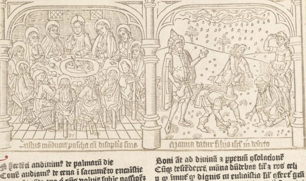 An illustration from Speculum humanae salvationis, 1470, leaf 79