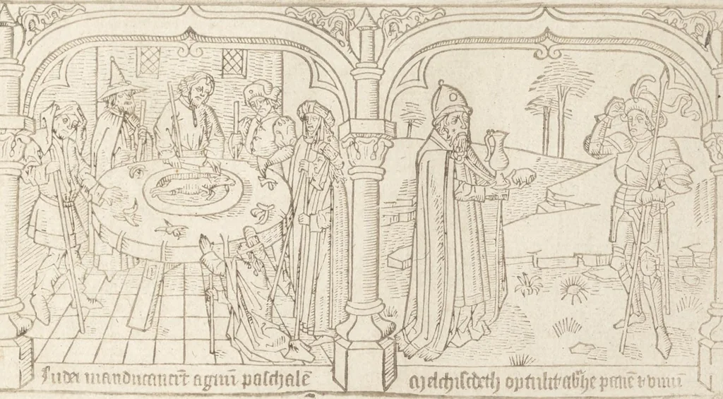 An illustration from Speculum humanae salvationis, 1470, leaf 80