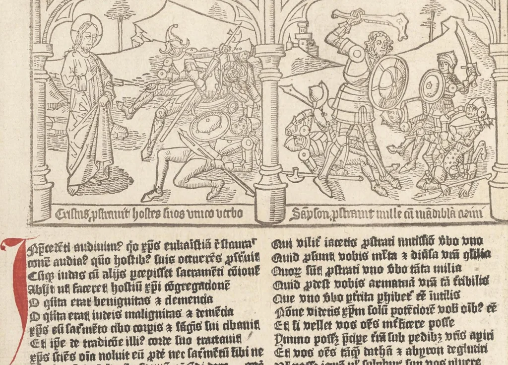 An illustration from Speculum humanae salvationis, 1470, leaf 83