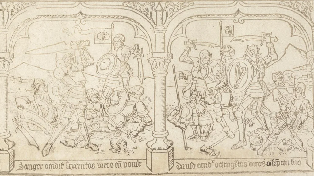An illustration from Speculum humanae salvationis, 1470, leaf 84