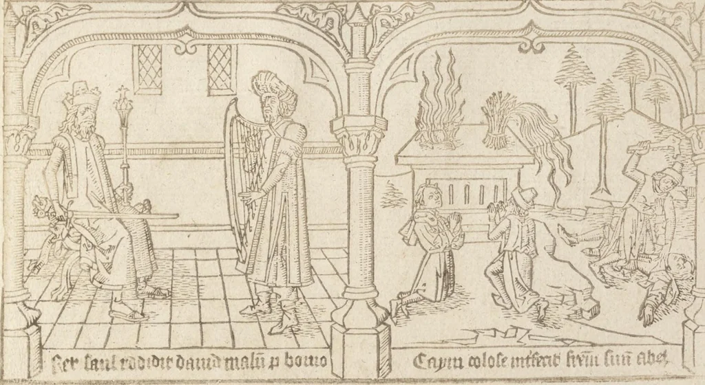 An illustration from Speculum humanae salvationis, 1470, leaf 88