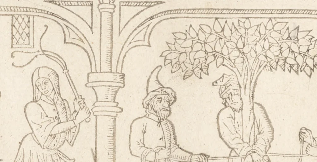 An illustration from Speculum humanae salvationis, 1470, leaf 95