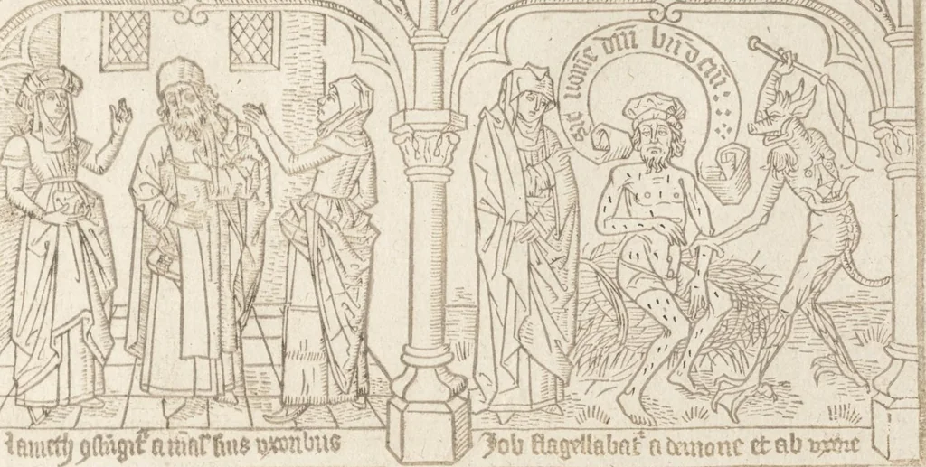 An illustration from Speculum humanae salvationis, 1470, leaf 96