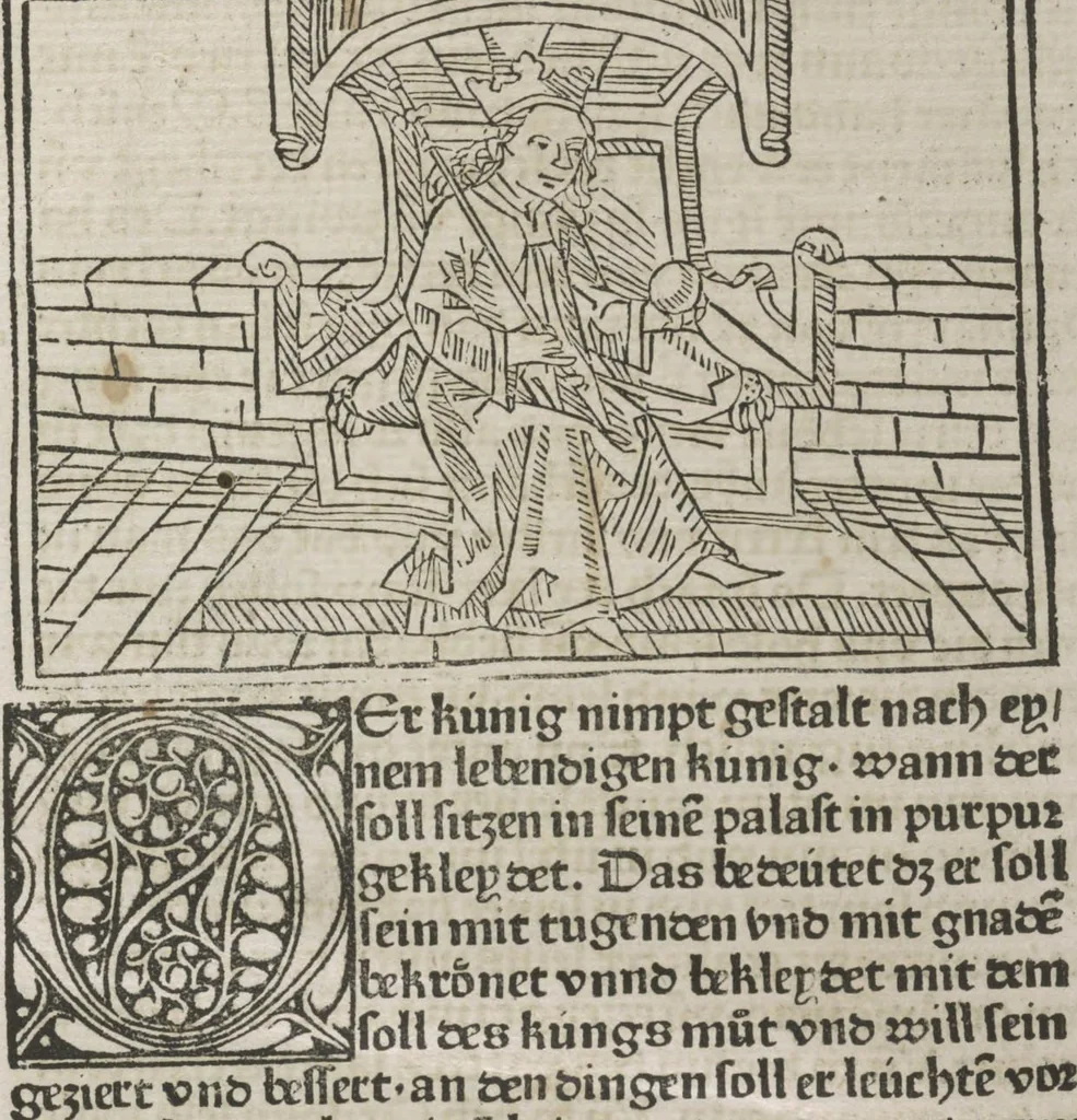An illustration from De ludo scachorum, 1477, leaf 14