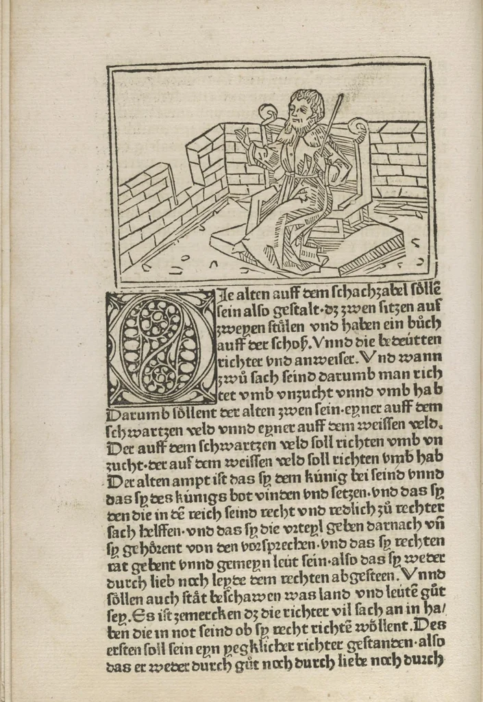 An illustration from De ludo scachorum, 1477, leaf 25