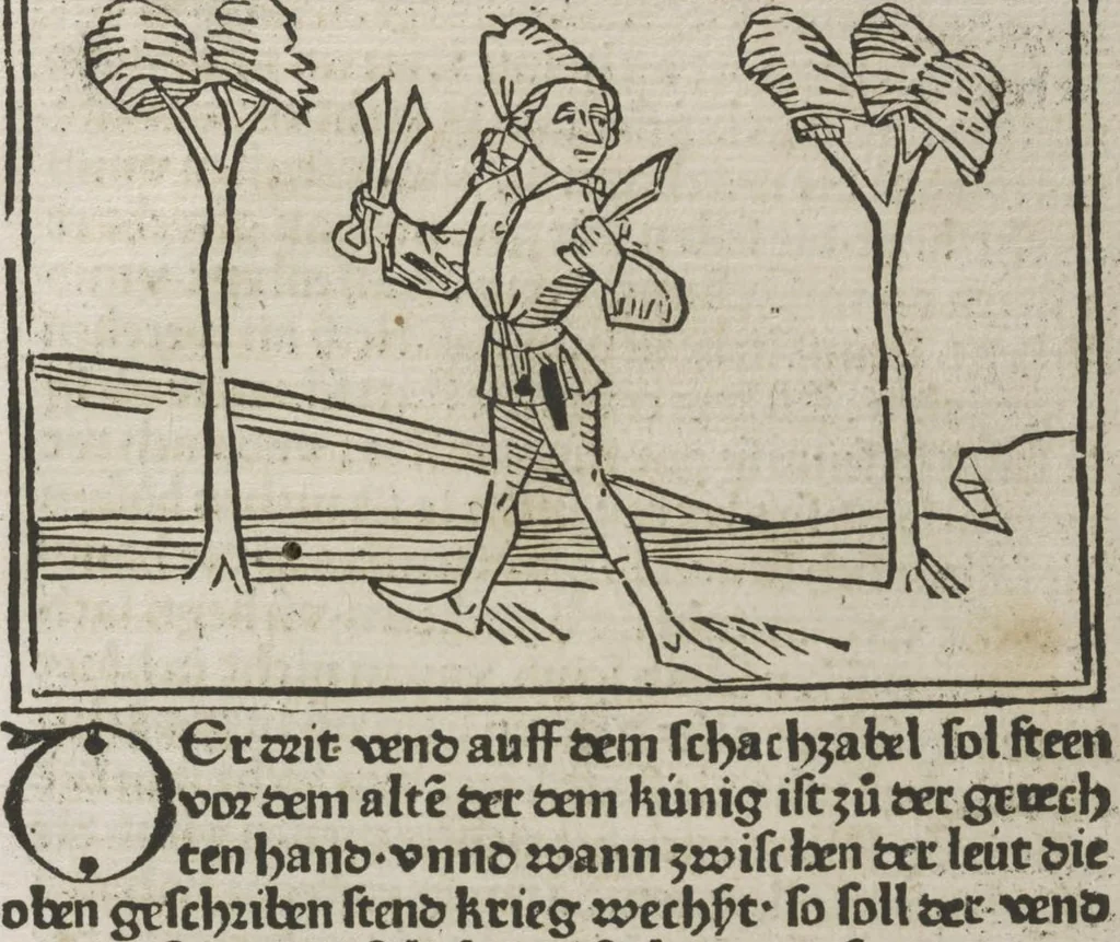 An illustration from De ludo scachorum, 1477, leaf 52