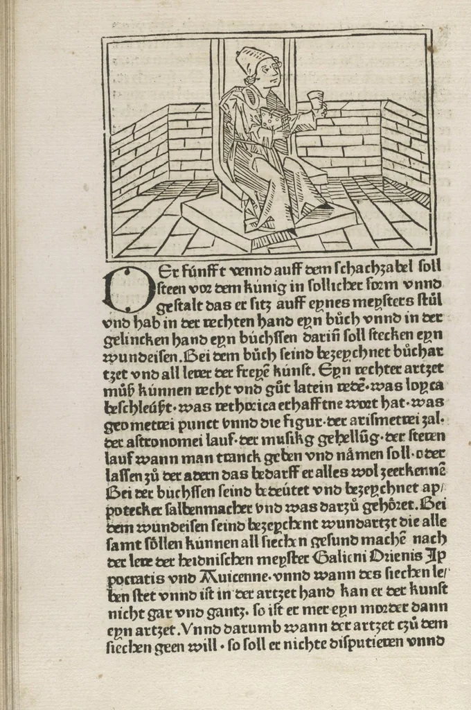An illustration from De ludo scachorum, 1477, leaf 63