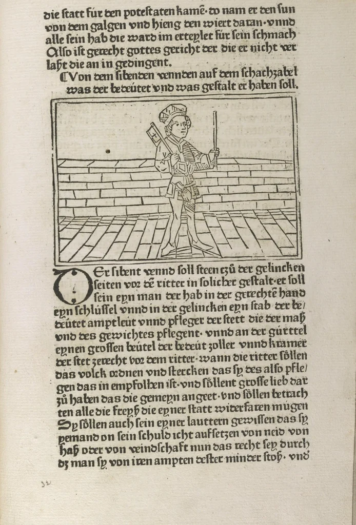 An illustration from De ludo scachorum, 1477, leaf 70