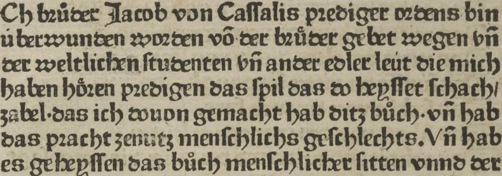 An illustration from De ludo scachorum, 1477, leaf 8