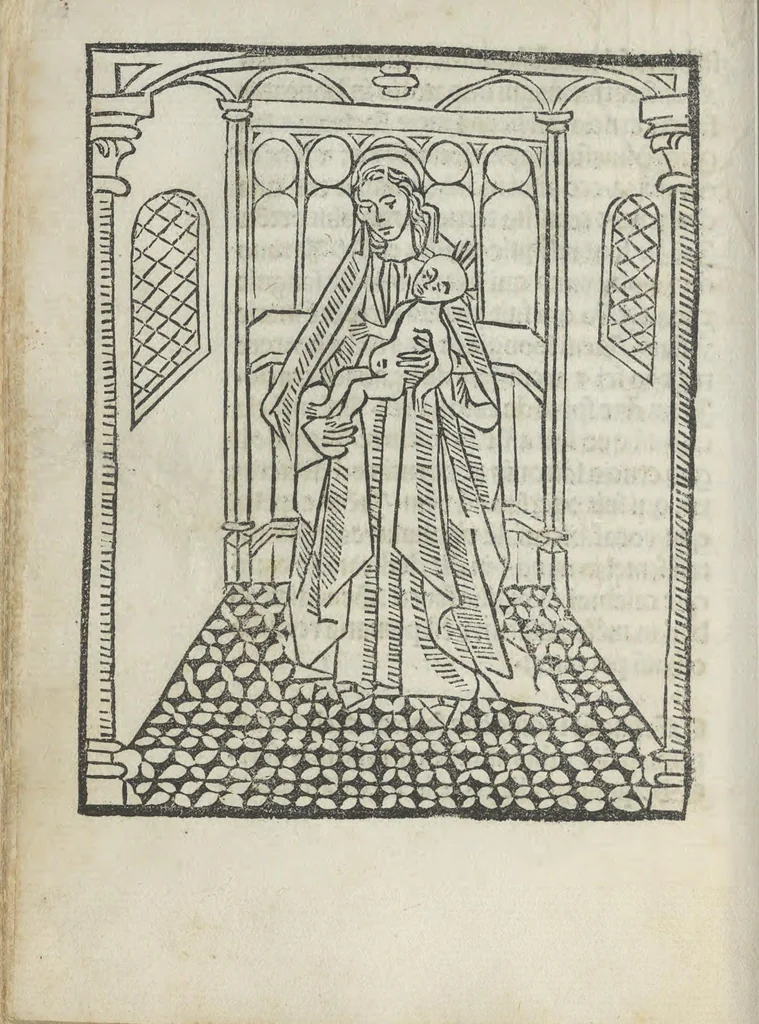 An illustration from Indulgentiae ecclesiarum urbis Romae, 1491, leaf 55