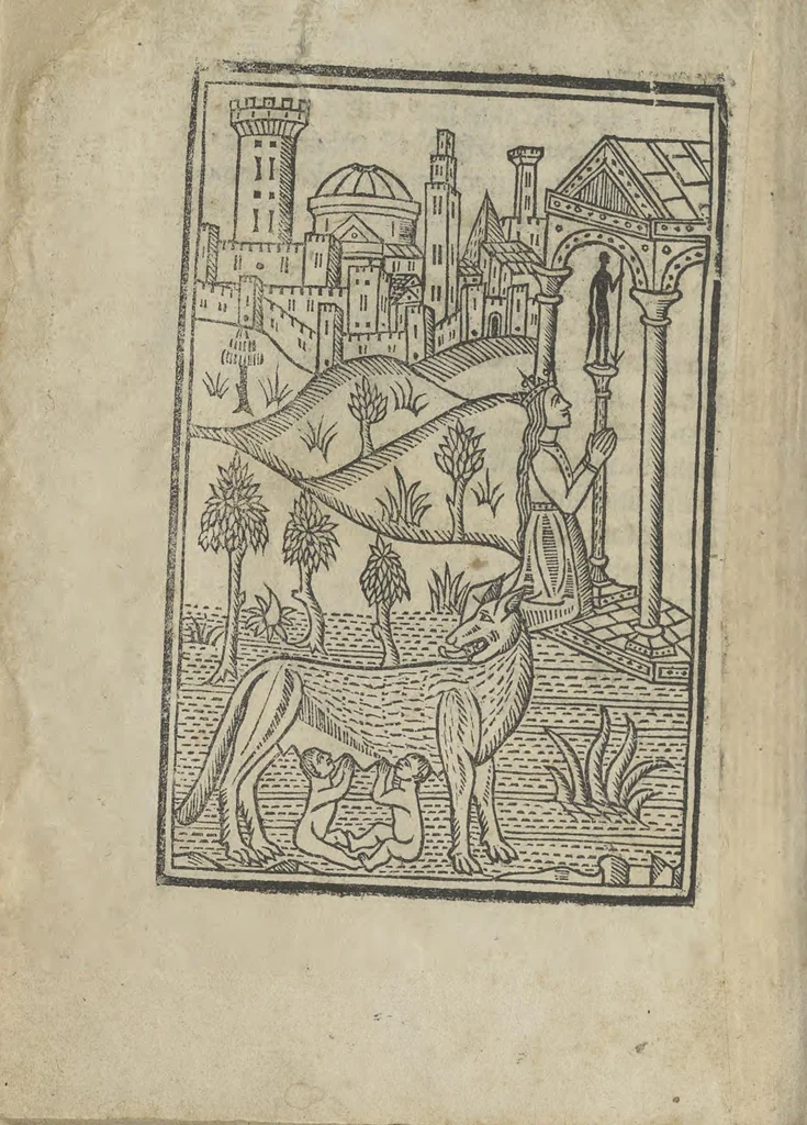 An illustration from Indulgentiae ecclesiarum urbis Romae, 1491, leaf 9