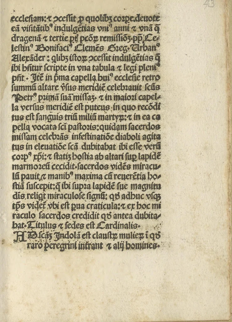 An illustration from Indulgentiae ecclesiarum urbis Romae, 1491, leaf 90