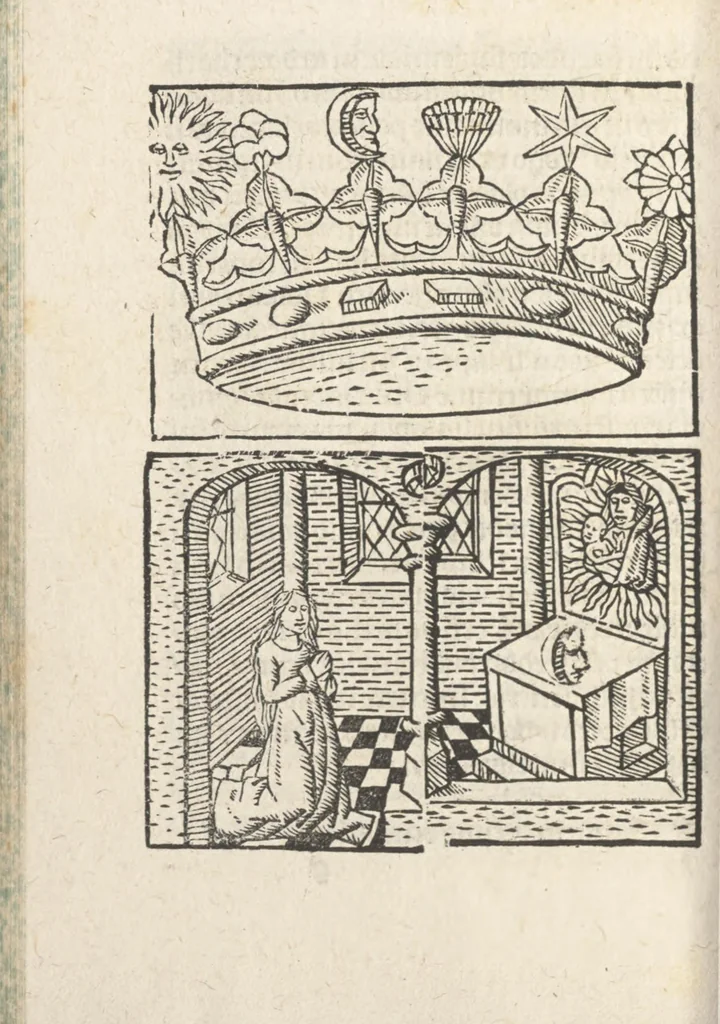 An illustration from Corona mistica Beate Marie Virginis gloriose, 1492, leaf 105