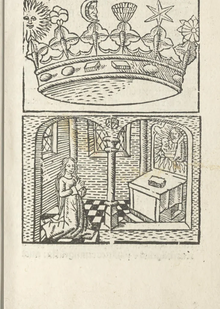An illustration from Corona mistica Beate Marie Virginis gloriose, 1492, leaf 130