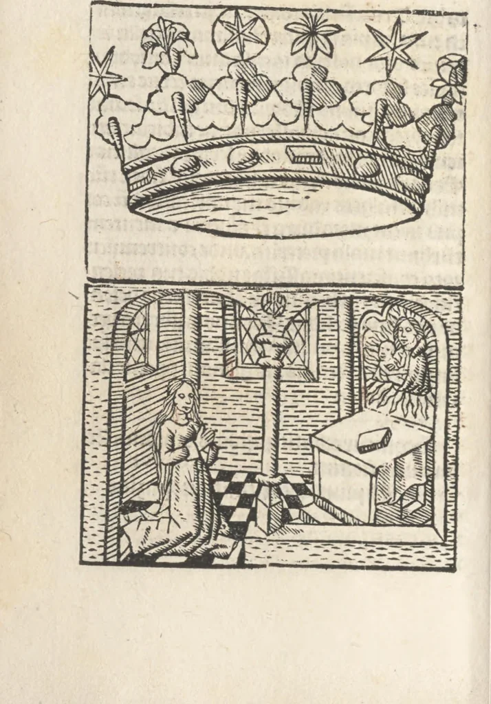 An illustration from Corona mistica Beate Marie Virginis gloriose, 1492, leaf 21